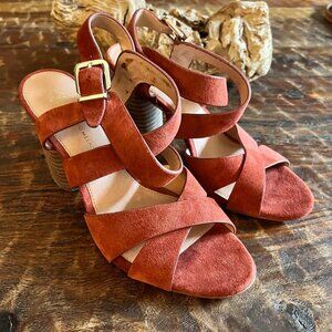 Antonio Melani Suede Strappy Block Heel Sandals Size 8.5M